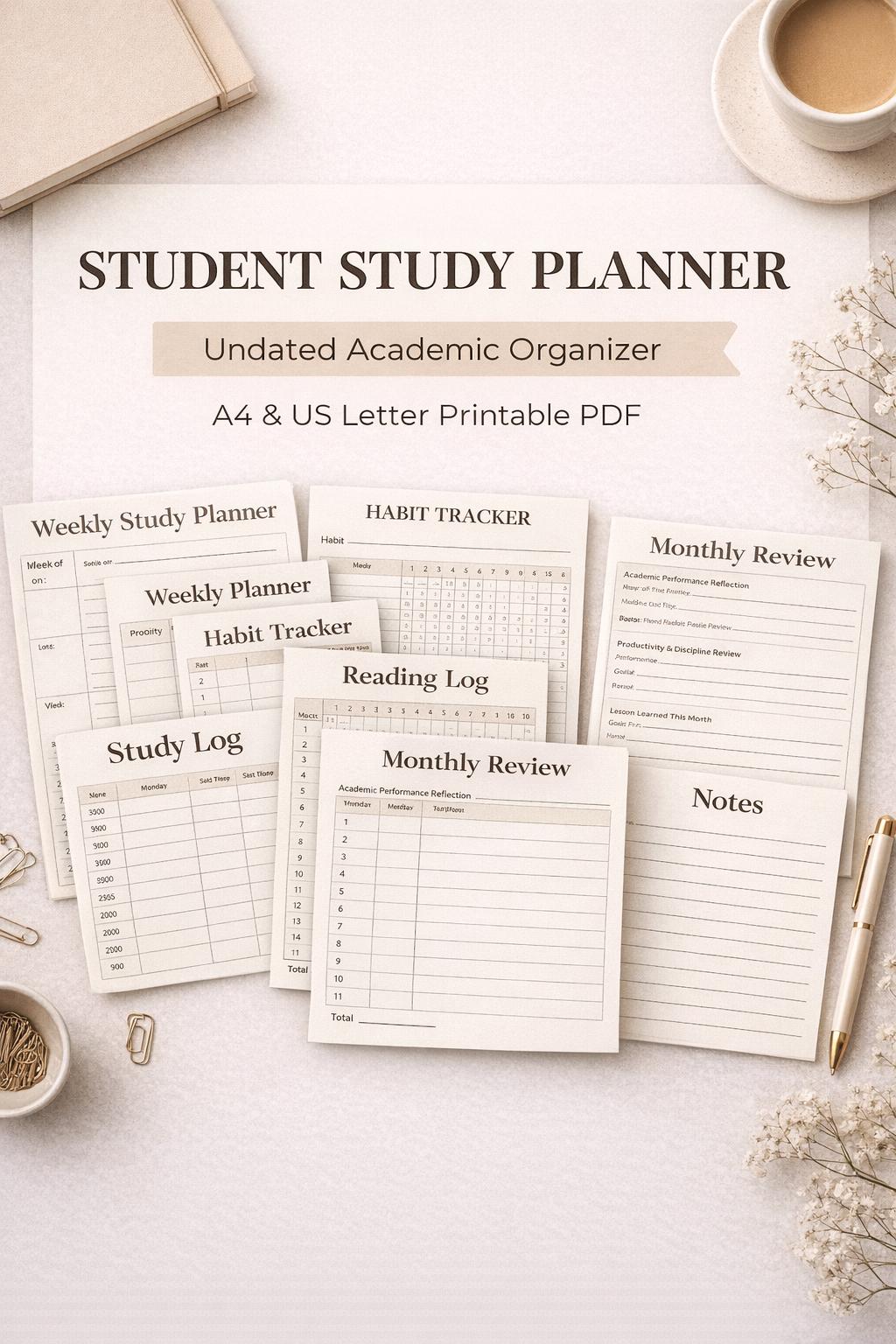 Study Planner Printable PDF | Academic Planner for Students ...