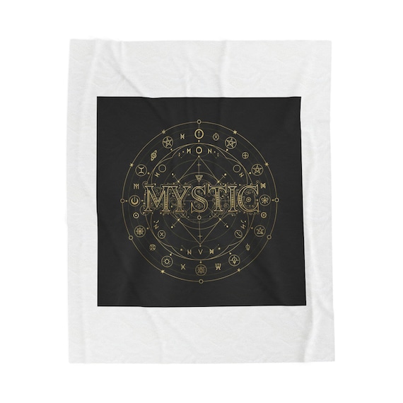 Mystic Alchemical Sigil Velveteen Blanket | tarot occult typography, esoteric print