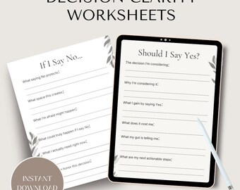 DECISION CLARITY Worksheets: Yes or No Decision Tool, Printable Digital Download PDF