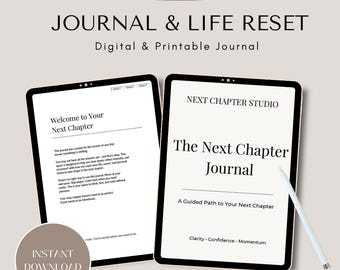 The NEXT CHAPTER GUIDED Journal & Life Reset, Career Reflection, Self Discovery, Digital Pdf Download