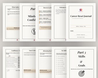 CAREER RESET JOURNAL: Guided Career Change Planner, Digital Download Pdf Workbook