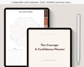 COURAGE & CONFIDENCE Planner: PERSONAL Growth Goal Setting Digital Download Pdf, Self-Reflection Journal
