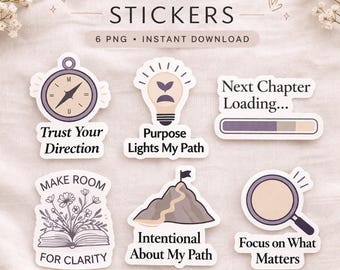 AFFIRMATION STICKER Pack: Motivational PNG Stickers, Printable Digital Download Set