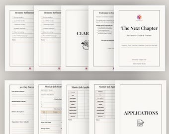 CAREER CHANGE Job Search Tracker: Interview Prep workbook, Printable Digital Planner PDF