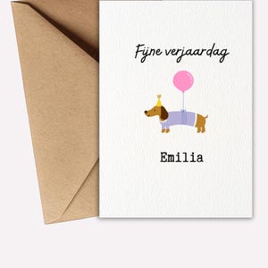 Personalized Birthday Card with Dog – Cute Illustration Card in High Quality, Minimal Design