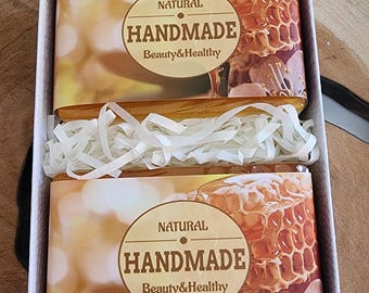 Goat Milk Soap – Honey Turmeric Oat Bar, Natural Brightening Skincare, Honeycomb Design