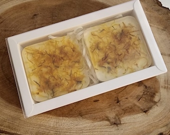Calendula Goat Milk Soap Set – Botanical Flower Encapsulated Bar, Natural Skincare