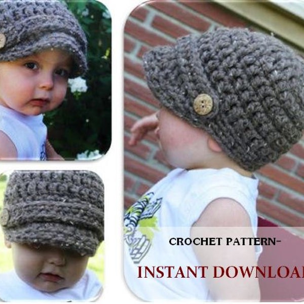 crochet PATTERN- Baby Newsboy Hat Newborn to 4T sizes also Made To Order
