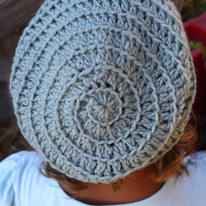 Crochet Slouch Beanie CROCHET PATTERN Baby slouchy beanie with flower image 4