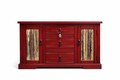 A Handcrafted Red Buffet, Solid Wood Storage Sideboard with Rustic Sahuaro Panel Doors