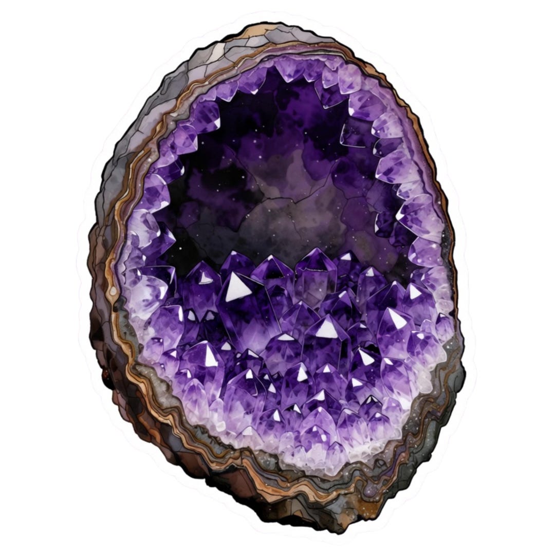 Geode Sticker Amethyst Geode Sticker | Purple Crystal Vinyl Decal (3x3