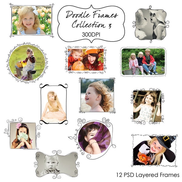 Doodle Frame Collection 3- Photoshop PSD layered Templates for Photographers