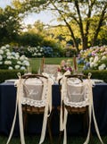 Personalized Lace Chair Signs “Just Married” – Sheer Wedding Chair Decor with Satin Ribbon Ties product logo