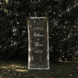 Tüll Hochzeit Willkommensschild mit Spitzenrand, romantisches Gartendekor