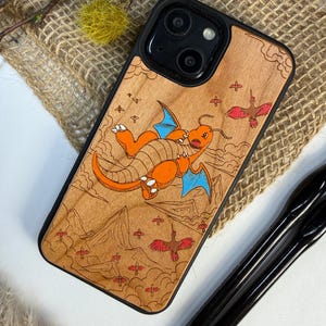 Dragon Big Legendary Monster Anime Videogame Wood Phone Case iPhone 17 16 15 14  Pro Max, google pixel Cover, Samsung S25 S24 Ultra