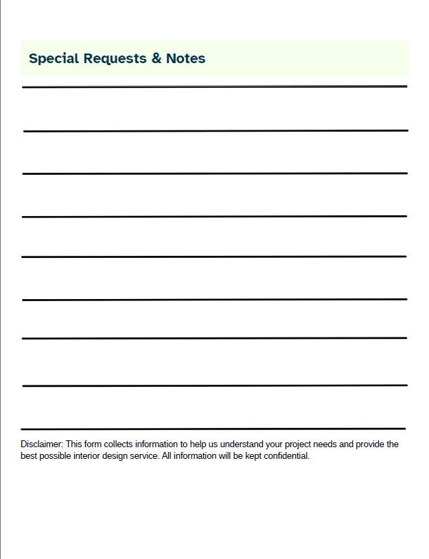 Interior Design Client Intake Form | Designer Consultation ...