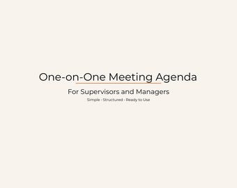 One-on-One Meeting Agenda for Supervisors | Manager Check-In Template | Employee 1:1 Guide