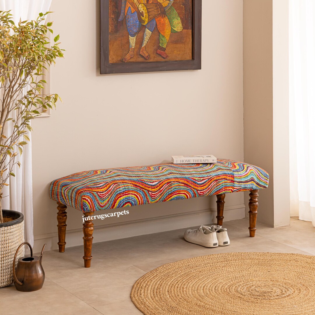 Handmade Footstool Bench: Aztec Bench, Upholstered Bench, Handwoven ...