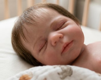 Bebé bebé de silicona de cuerpo completo de 45 cm, muñeca bebé reborn durmiendo, muñeca de silicona suave, regalo de muñeca reborn realista, regalo de muñeca para ella