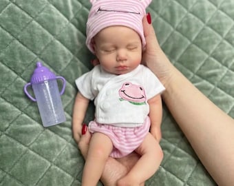 Muñeca Reborn de cuerpo completo de silicona, hecha a mano, bebé recién nacida, muñeca artística de silicona suave y realista, Reborn de primer cumpleaños, regalos de muñecas Reborn