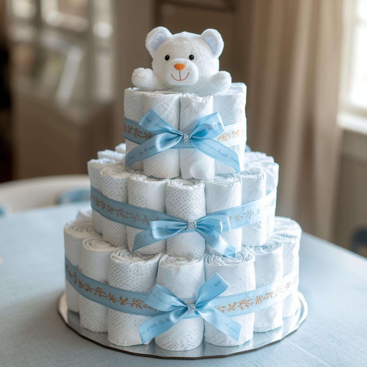 Teddy Bear Diaper Cake: Baby Shower Centerpiece - Etsy