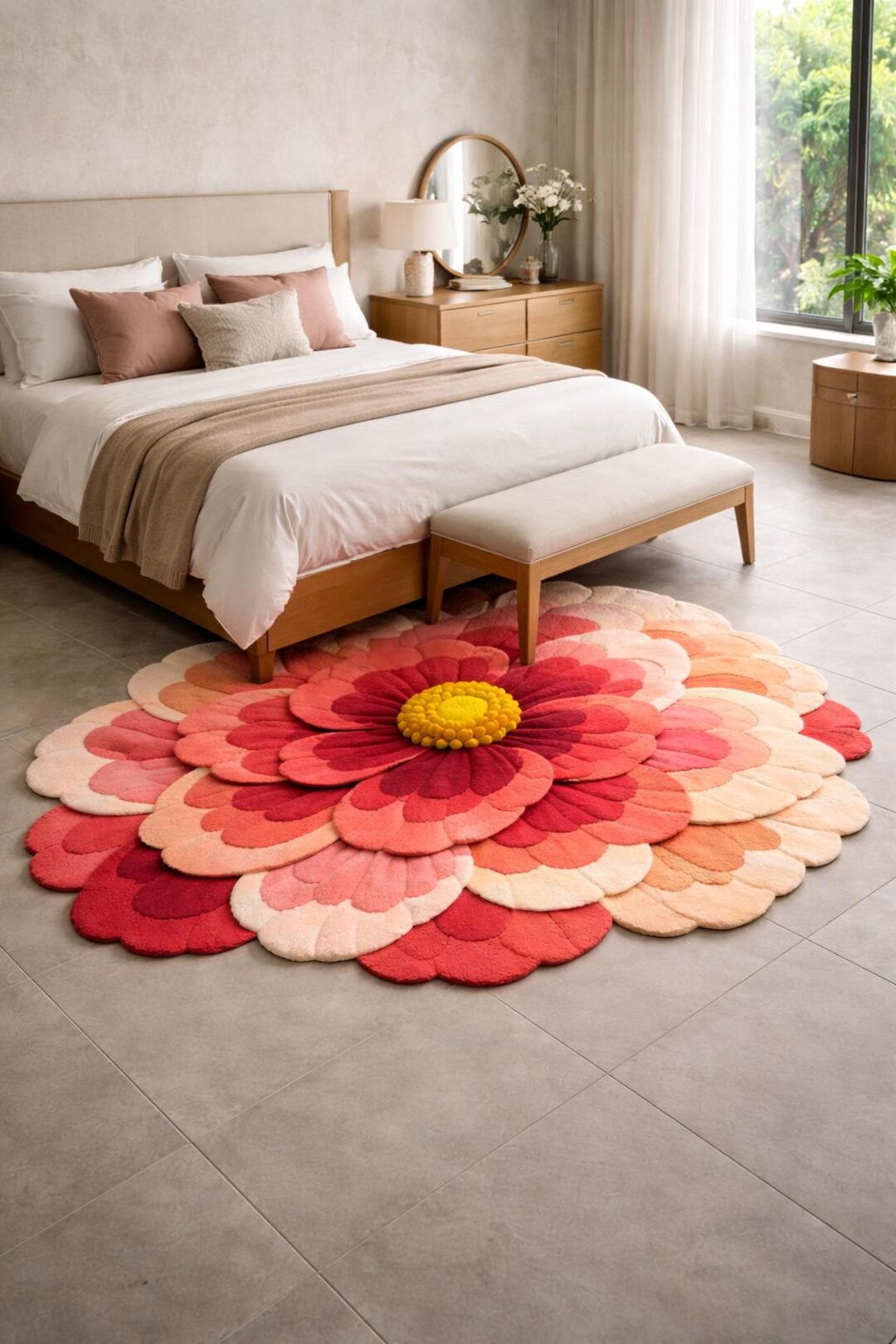 Hand Tufted 3D Floral Rug, Cut Pile Flower Rug - Etsy