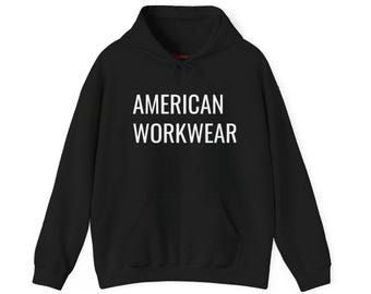American Workwear Hoodie- Heavyweight Black Workwear Sweatshirt - Mens Blue Collar Hoodie