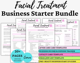 Facial Treatment Consent Forms Starter Kit — Skincare Client Consultation, Facial Aftercare Templates, Editable Canva Esthetician Forms