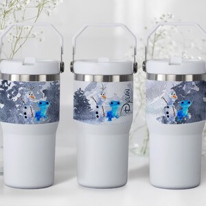 Frost Presenter, personlig Olaf Bruni akvarellglas 20oz Skinny-FlipTop, Disney Snögubbe 20 oz Flip Top