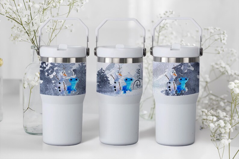 Frost Presenter, personlig Olaf Bruni akvarellglas 20oz Skinny-FlipTop, Disney Snögubbe 20 oz Flip Top