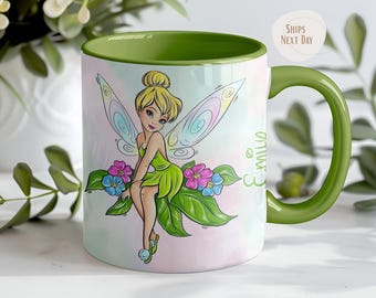 Personnaliser aquarelle cadeau fée clochette | tasse décorative de fée | Anniversaire Filles
