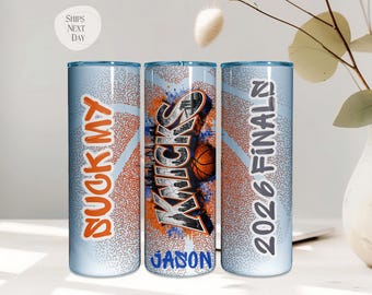 Vaso personalizado de los Knicks, regalo para aficionados al baloncesto de Nueva York de las Finales de la NBA 2026, nombre personalizado, 591 ml (20 oz)