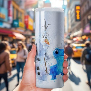Frost Presenter, personlig Olaf Bruni akvarellglas 20oz Skinny-FlipTop, Disney Snögubbe bild 11
