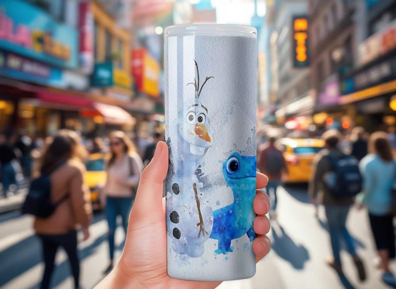 Frost Presenter, personlig Olaf Bruni akvarellglas 20oz Skinny-FlipTop, Disney Snögubbe bild 11