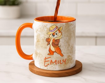 Caneca Rescue Rangers, Caneca de Café Personalizada Chip Dale Disney, Presente Personalizado com Nome - Desenho Animado dos Anos 90