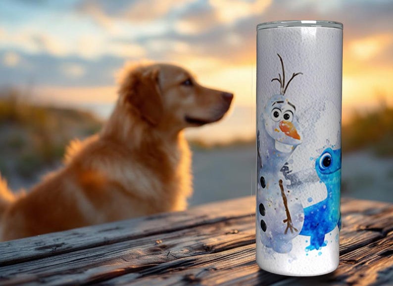 Frost Presenter, personlig Olaf Bruni akvarellglas 20oz Skinny-FlipTop, Disney Snögubbe bild 12