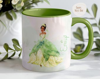 Caneca Tiana Personalizada com Nome | Caneca com Detalhe de Princesa 325ml | Presente de Aniversário Infantil para Meninas