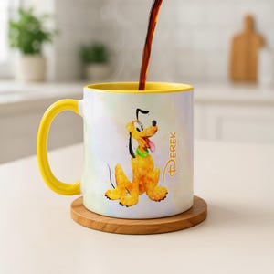 Pluto akvarell personligt namn | Disney Pluto hundmugg | Födelsedagspresent för barn