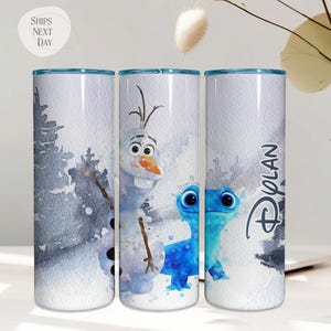 Frost Presenter, personlig Olaf Bruni akvarellglas 20oz Skinny-FlipTop, Disney Snögubbe 20 oz Skinny