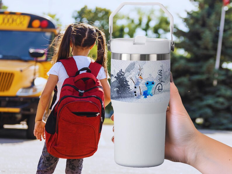 Frost Presenter, personlig Olaf Bruni akvarellglas 20oz Skinny-FlipTop, Disney Snögubbe bild 13
