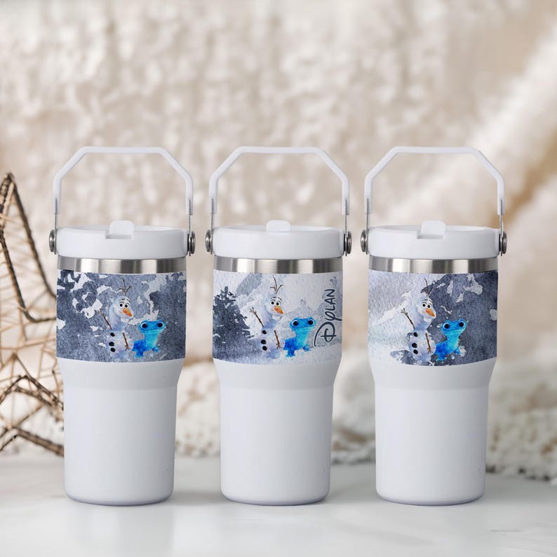 Frost Presenter, personlig Olaf Bruni akvarellglas 20oz Skinny-FlipTop, Disney Snögubbe bild 8