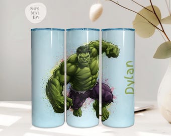 Copo térmico personalizado do Hulk | Nome personalizado | Presente Marvel Vingadores | Aço inoxidável | 591 ml