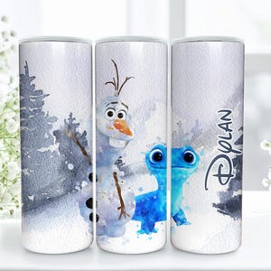 Frost Presenter, personlig Olaf Bruni akvarellglas 20oz Skinny-FlipTop, Disney Snögubbe bild 10