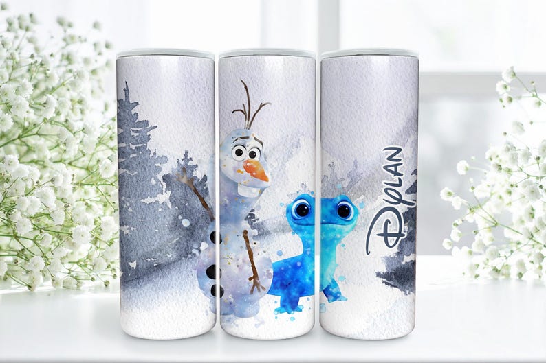 Frost Presenter, personlig Olaf Bruni akvarellglas 20oz Skinny-FlipTop, Disney Snögubbe bild 10
