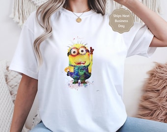 T-shirt en coton Minions Disney World, vacances d'été amusantes, enfants et adultes, assortis à la famille