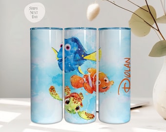Personalisierte Findet Nemo Becher | Benutzerdefinierter Name | Kinder | 20 Unzen Skinny oder FlipTop IceFlow Becher