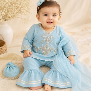 blue dress 6 9 months Moocorvic Sling Baby Girl Dress with Hairband, Toddler Puffy Skirt Bowknot Princess Dress for Wedding Birthday 6-9 Months,Blue, Infant Girl's