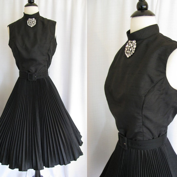 SALE - Vintage 1950s Dress - Junior Accent Pierre Lucee Black Cocktail Madmen Dress Size Medium