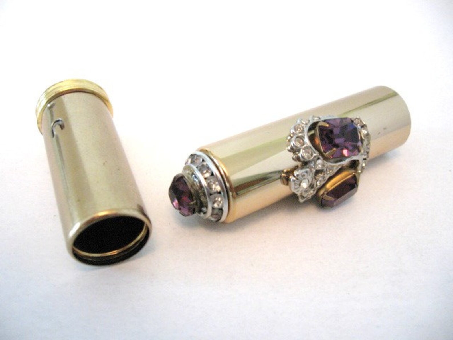 Vintage Rhinestone Lipstick Tube Case Holder with Crown Design Etsy