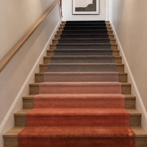 Custom Ombre Stair Runner – Hand Tufted Wool Rug, Black to Ivory Gradient, Luxury Home Decor